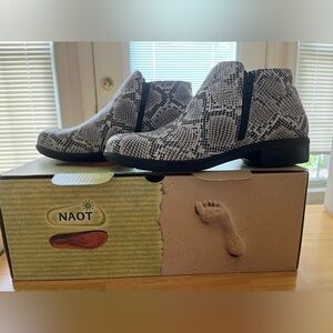 Naot Monochrome Snake Pattern Boots